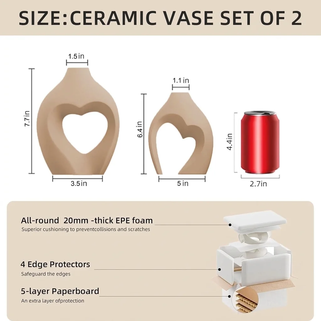 Zormon Heart Shaped Ceramic Vase Set – image 2