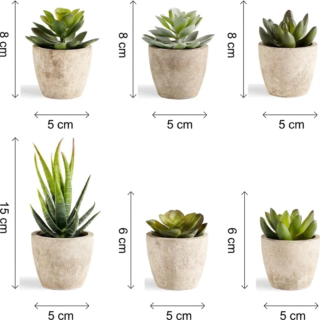 PRIMAISON Artificial Succulent Plants Set of 6 | Faux Potted Plants – view 3