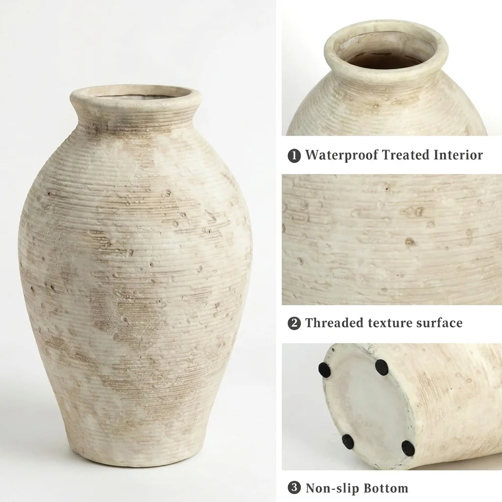 YSNN Vintage Ceramic Flower Vase | 9 Inch Rustic Decorative Vase – view 4