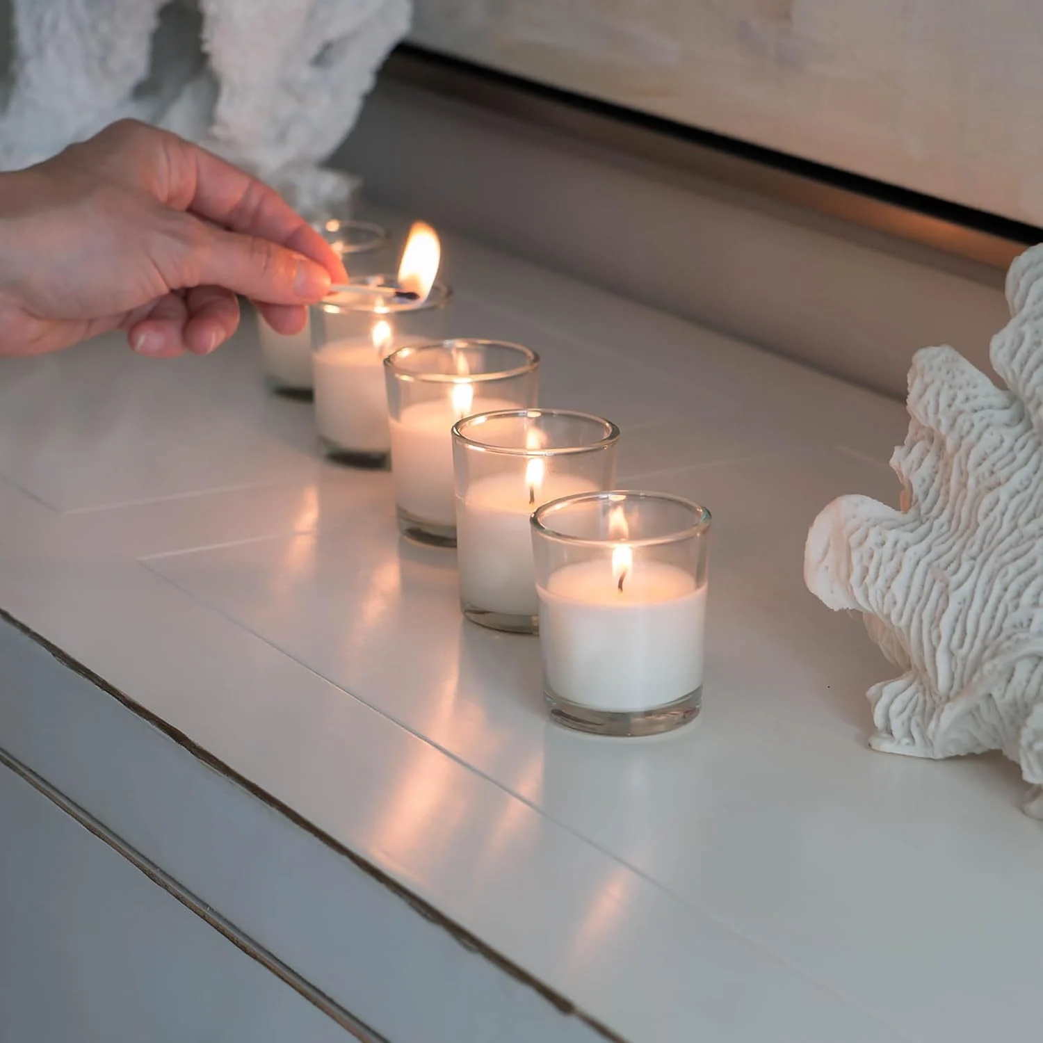 Stonebriar 24 Pack Glass Votive Candles | 12 Hour Burn Time – view 3