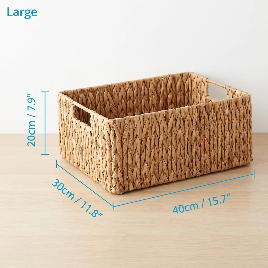 Large Woven Water Hyacinth Storage Basket | Natural Wicker Organiser – view 3